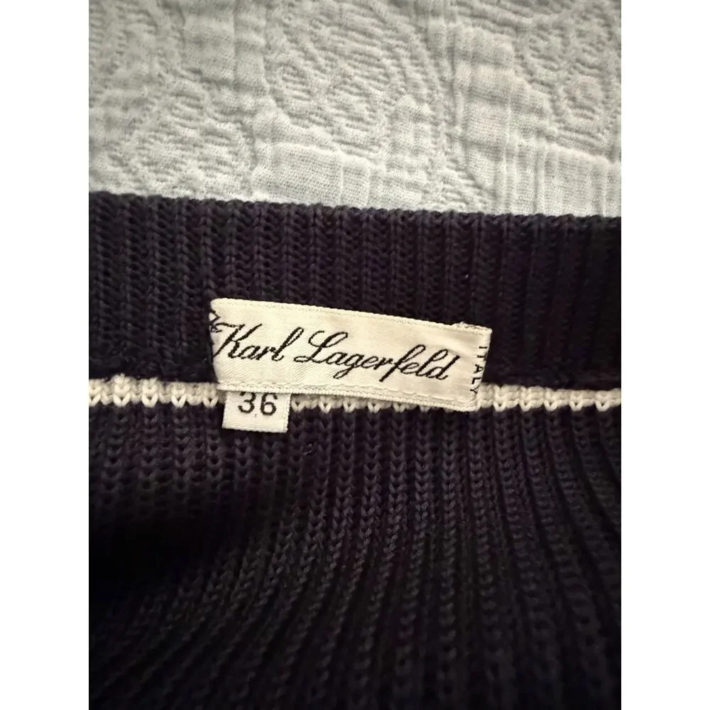 Karl Lagerfeld Skirt Womens 36 Small Pencil Knit Navy Designer Italy VTG 90s Y2K